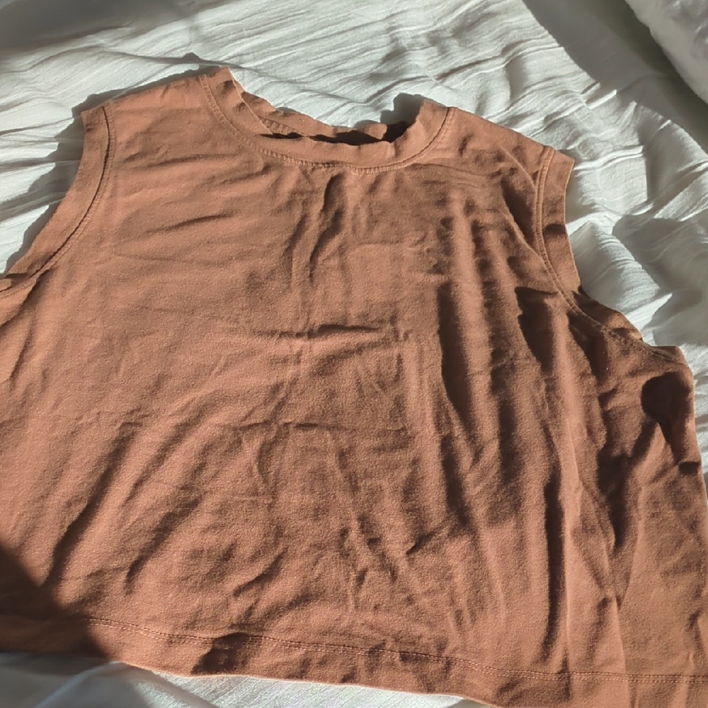a new day Sleeveless Brown Cropped Tank Top